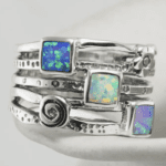 RING - Multi Opalite and Flower Ring Sterling Silver