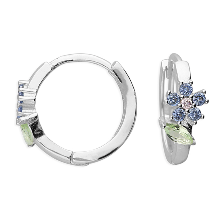 Screenshot 2026-05-13 114855 EARRINGS - Blue crystal flower Hoops - Image 1